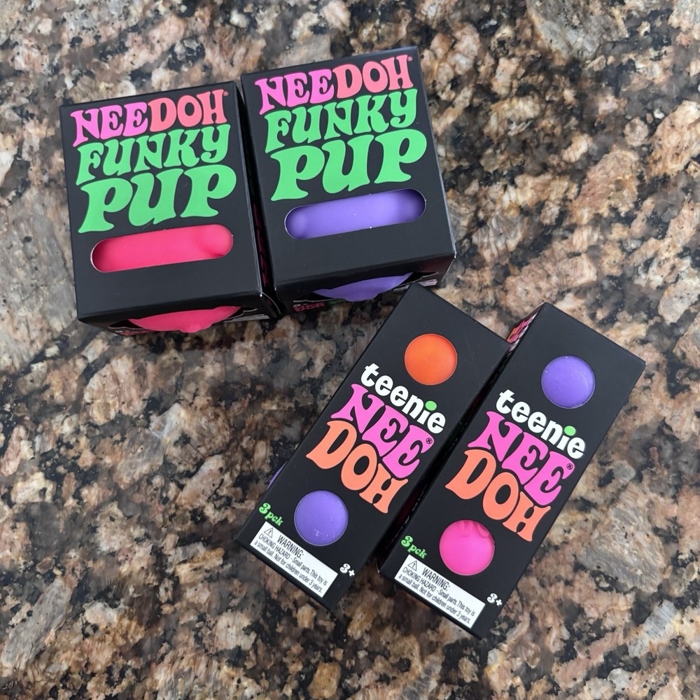 Needoh Funky Pup 2 Colors 2 Teenie NeeDoh Sealed Bundle Nee Doh Set